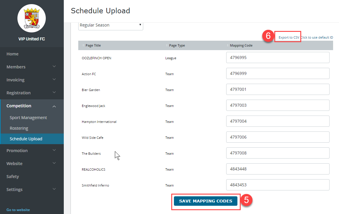 Downloading SportsEngine Mapping Codes Cactusware