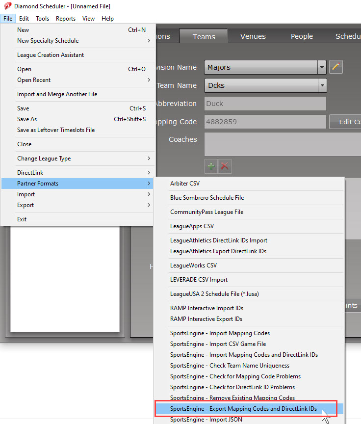 Downloading SportsEngine Mapping Codes Cactusware