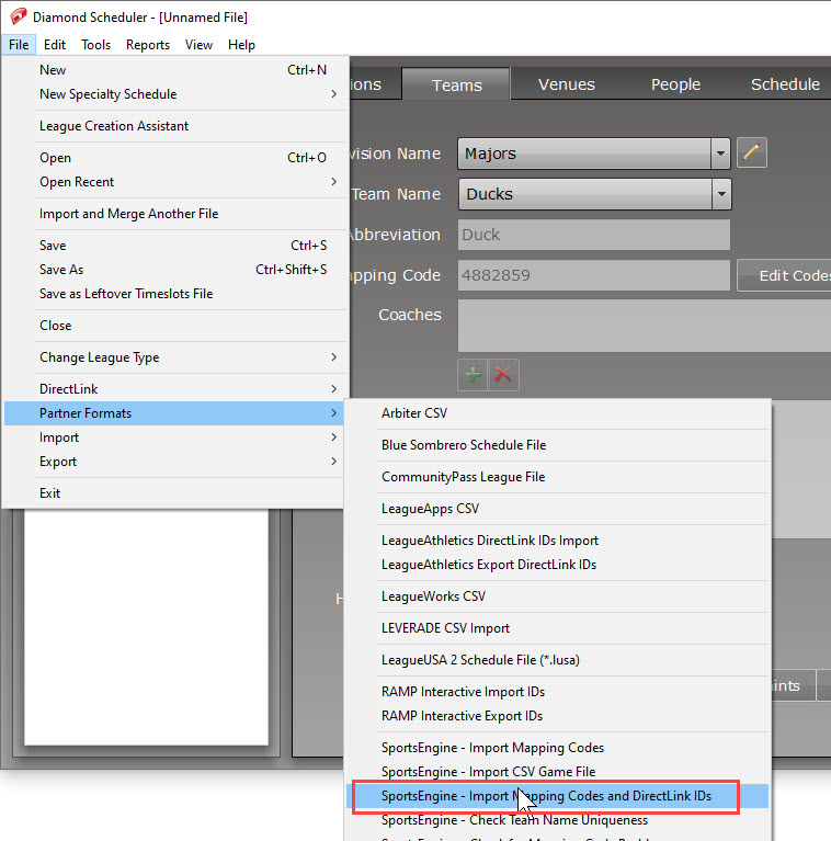 Downloading SportsEngine Mapping Codes Cactusware